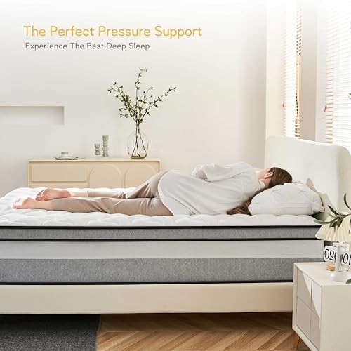 14″ King Size Mattress – Medium Firm Cooling Gel Memory Foam & Pocket Coils, Pre