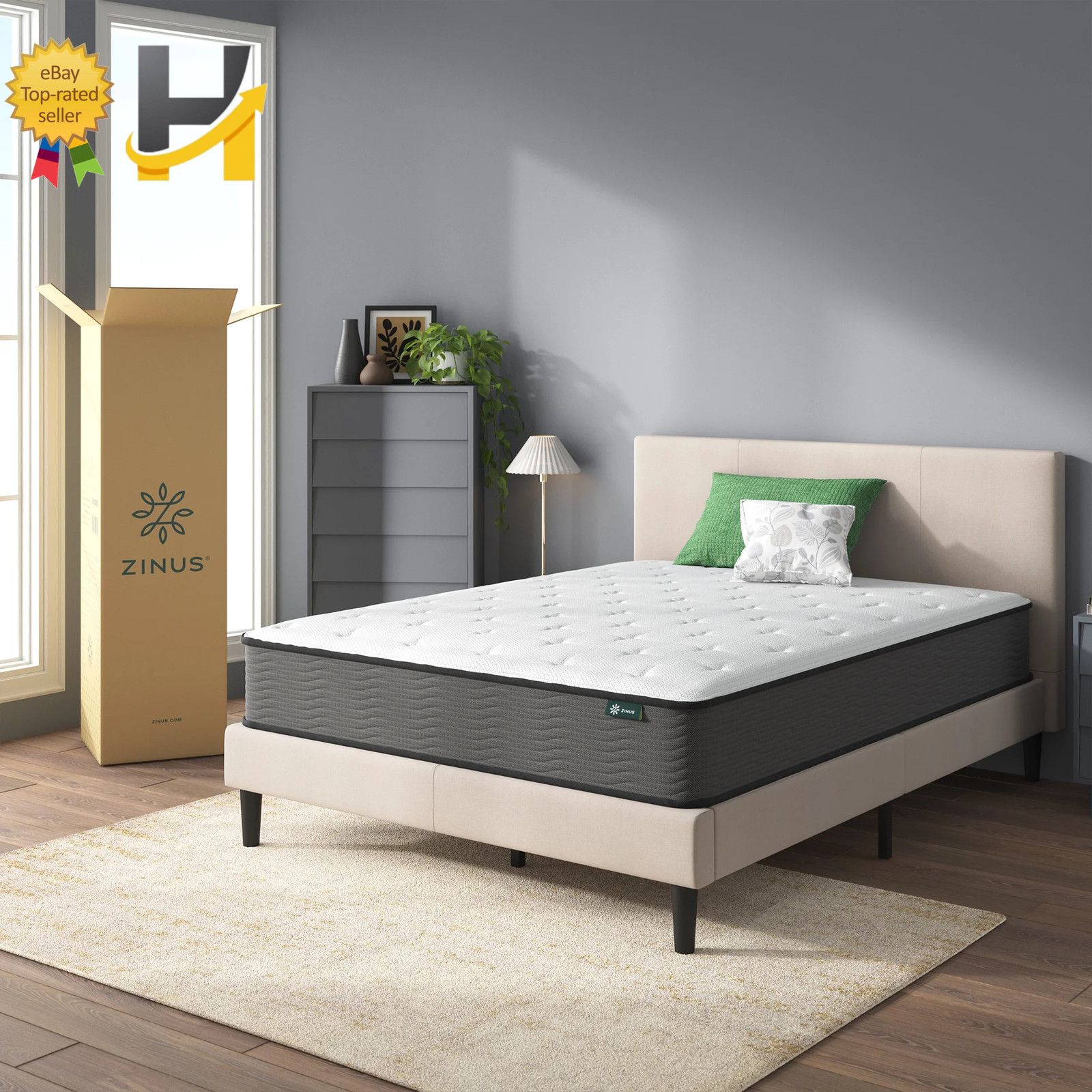 Zinus Support Plus 10″ Twin Tight Top Medium Hybrid Mattress with Comfort Foam