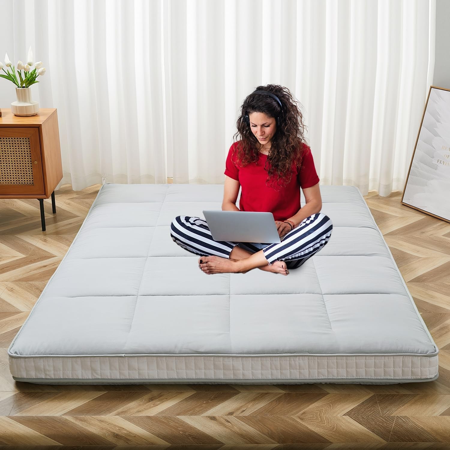 Queen Size Futon Mattr -4in Extra Thi Foldable Japanese Floor