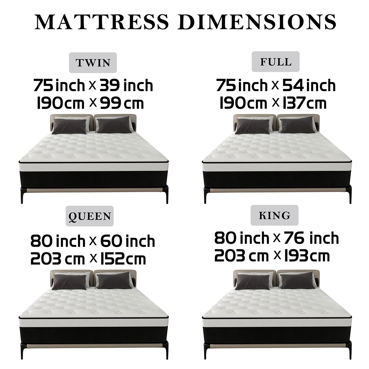 12″ Mattress Twin Full Queen King Size Innerspring Foam Mattress in a box CHEVNI