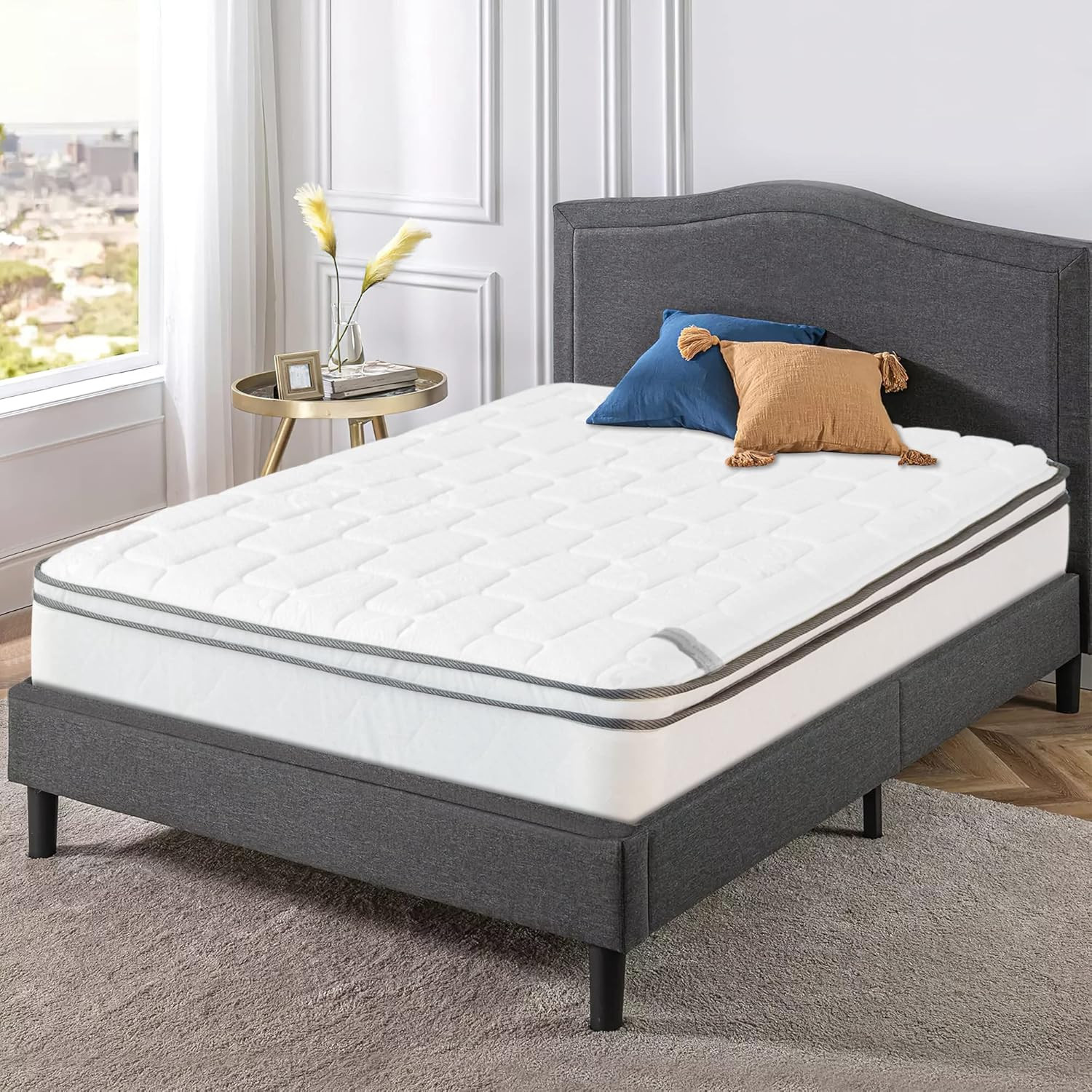 8-Inch Twin Hybrid Euro Top Mattress with Pocket Coils & Motion Isolation