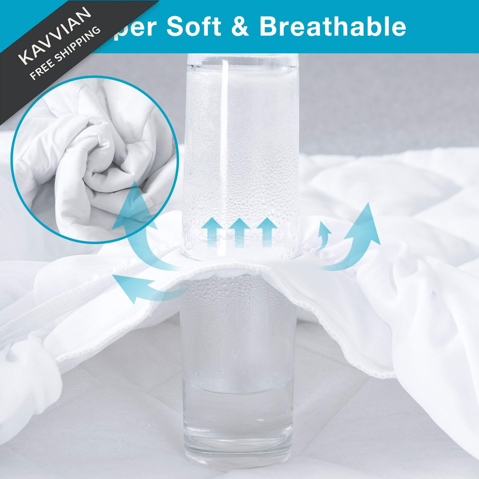 Lunsing Soft Queen Waterproof Mattress Protector, Breathable Queen, White