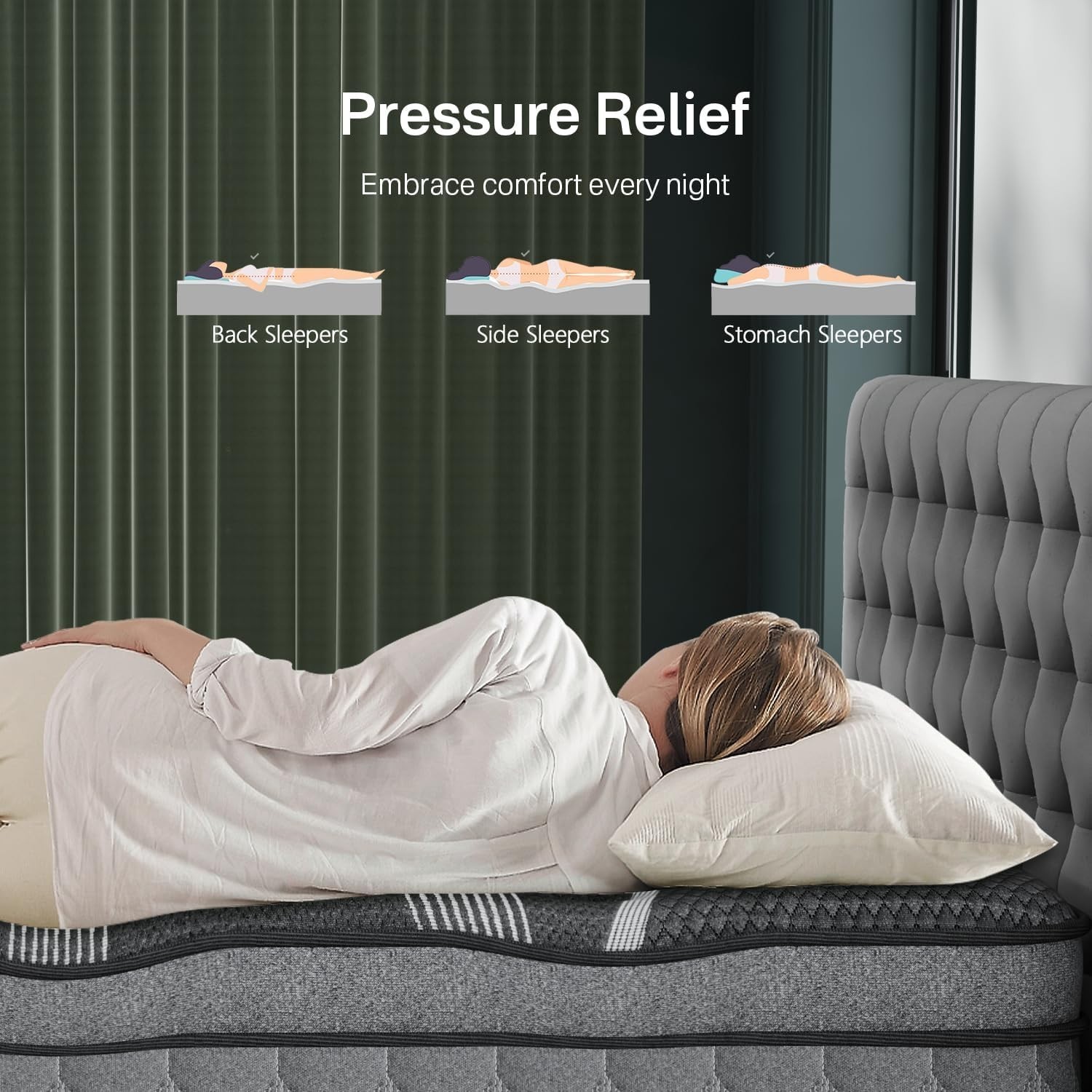 King Size Mattress (High-End Upgraded) Hotel-Level Luxury 16 Inch Hybrid King Ma