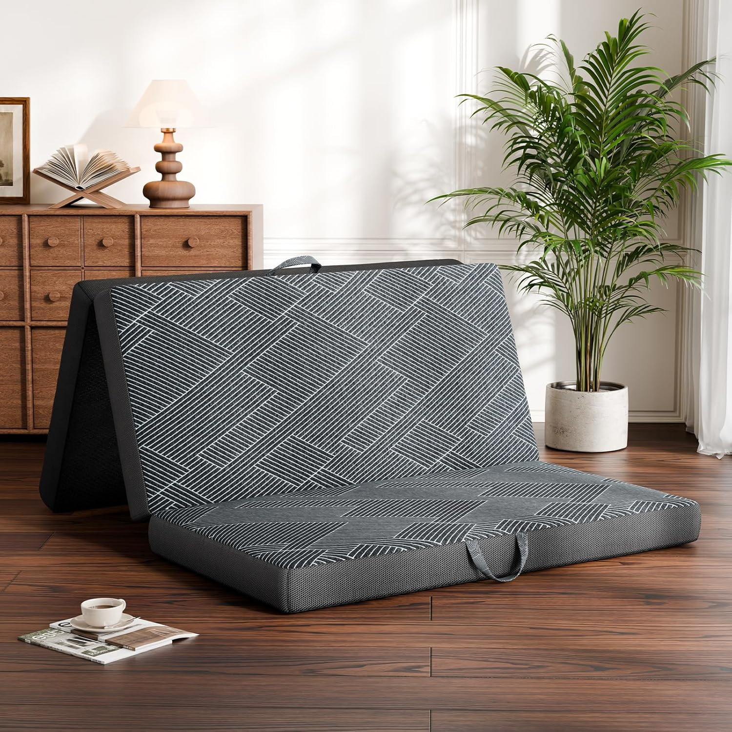 Portable Tri-Fold Memory Foam Mattress – Full Size, Washable Cover, Non-Slip