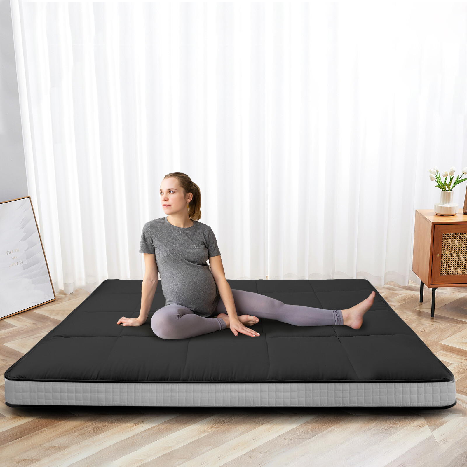 Japanese Futon Mattress 4inch Extra Thick Foldable Japanese Futon Floor Mattress
