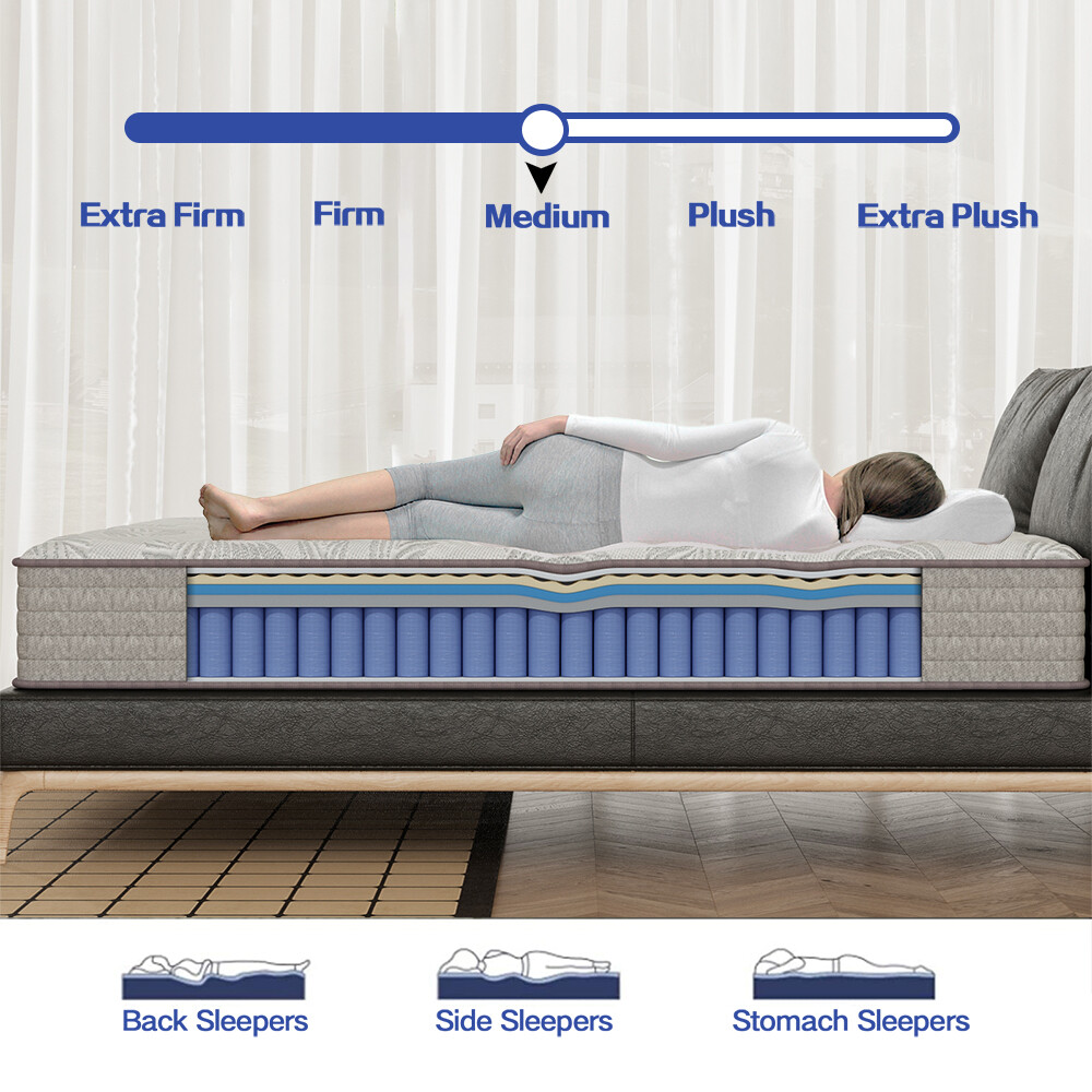 KOW 12 Inch King Hybrid Mattress Gel Memory Foam & Pocket Spring Medium Plush