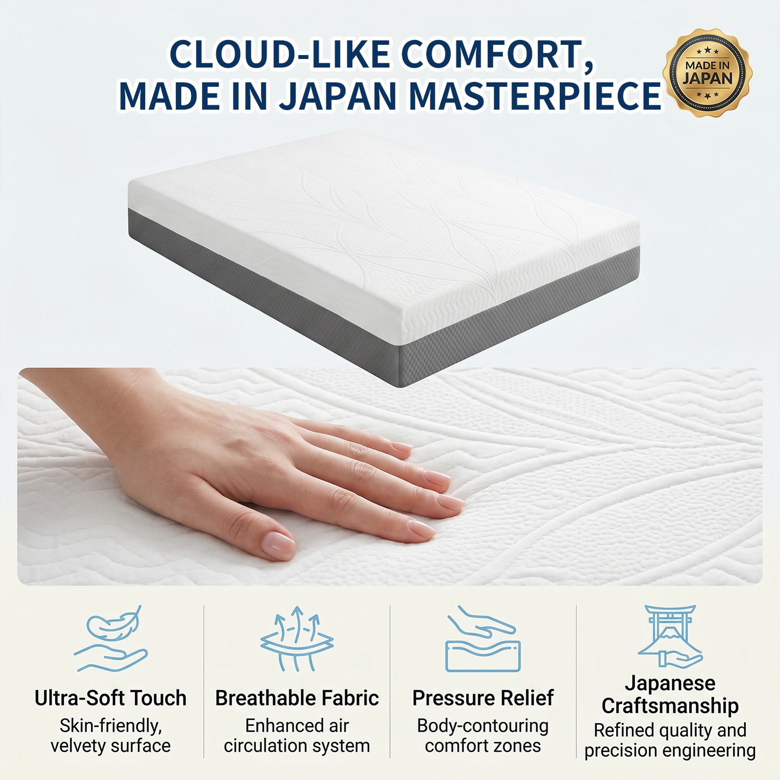 Queen Size Memory Foam Mattress CertiPUR-US CFR-1633 Certified Safe Foam Bed