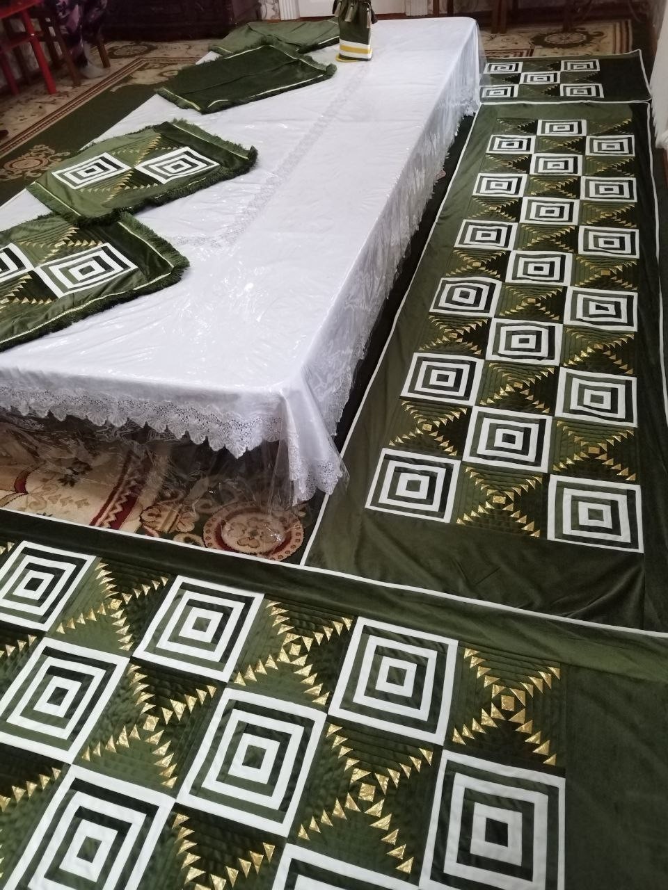 Soft Cotton Mattress Uzbek National Floor Mattress (Kurpacha) with Pillows Home