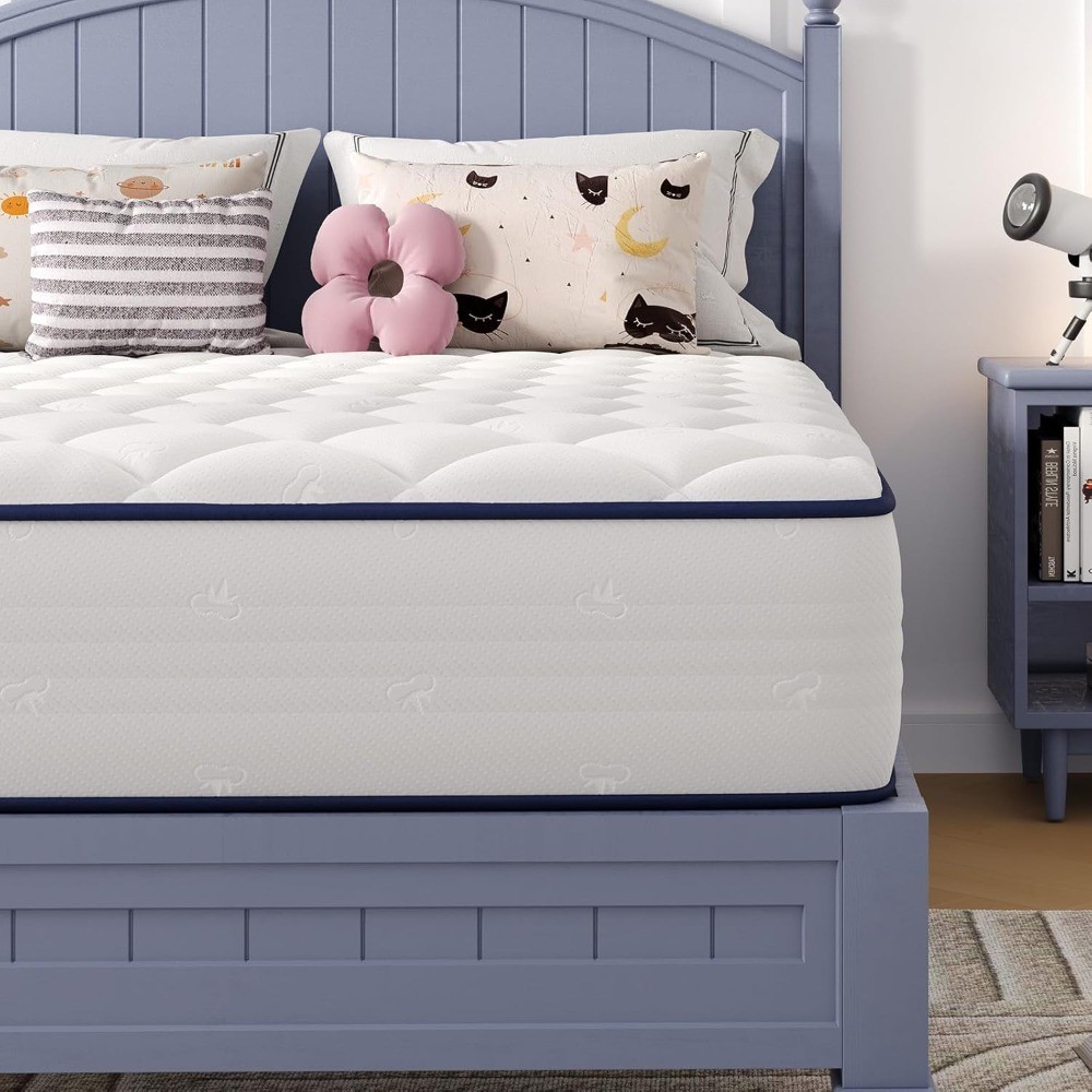 6 Inch Twin Hybrid Mattress in a Box, Medium Soft Feel, Breathable Fabric,