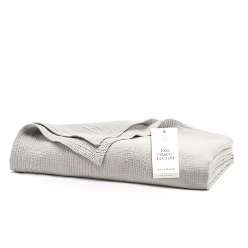 Dream Bed Blanket – – Luxury 100% Organic Cotton – Soft, Full/Queen Mist