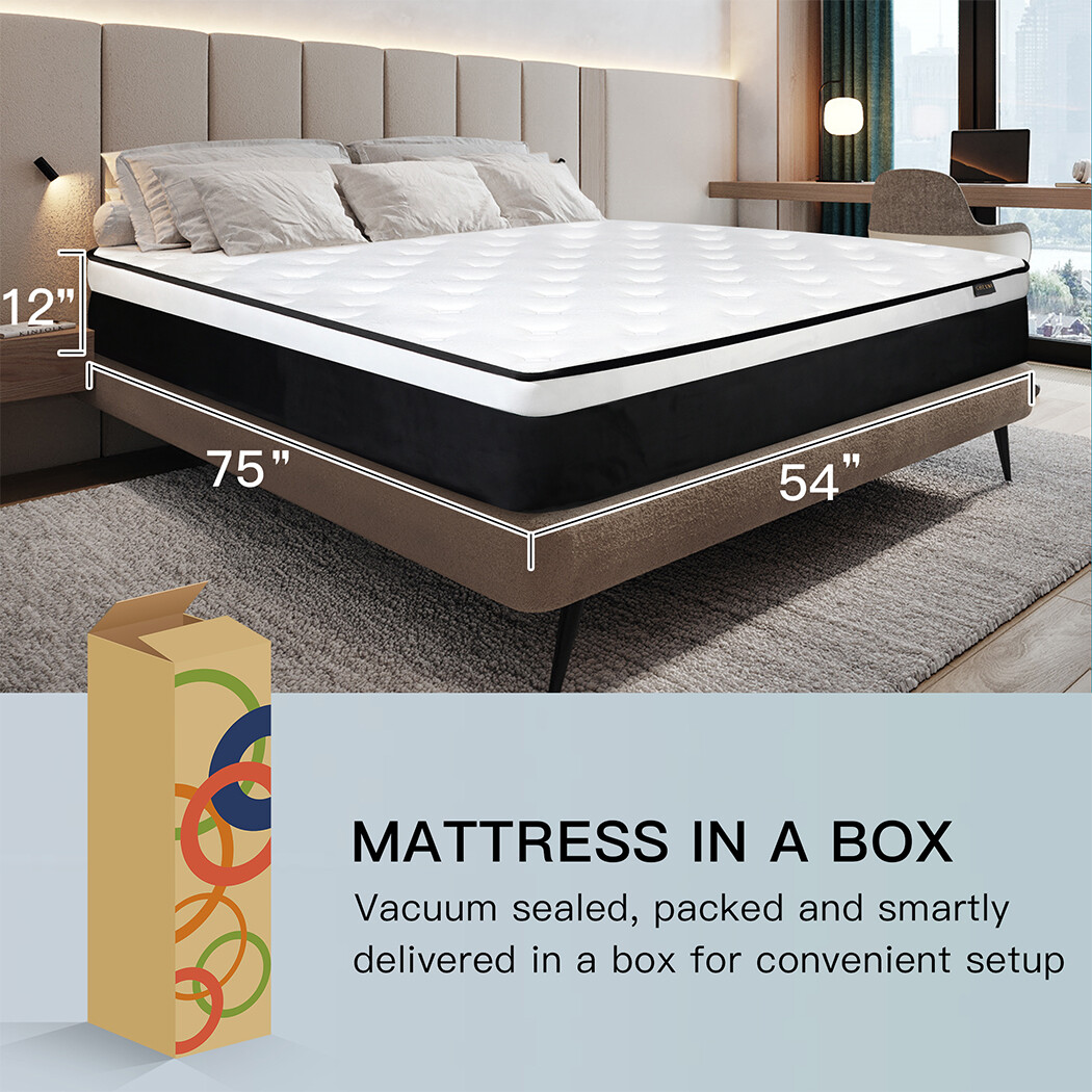 10″ 12″ Hybrid Mattress Memory Foam Innerspring Twin Full Queen King in a Box
