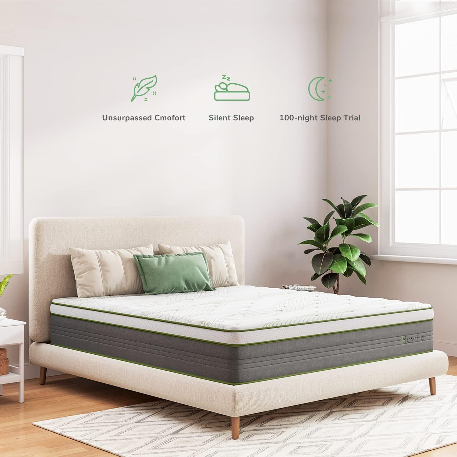 10″ Hybrid Full Size Mattress – Pocket Coils & Memory Foam for Comfort