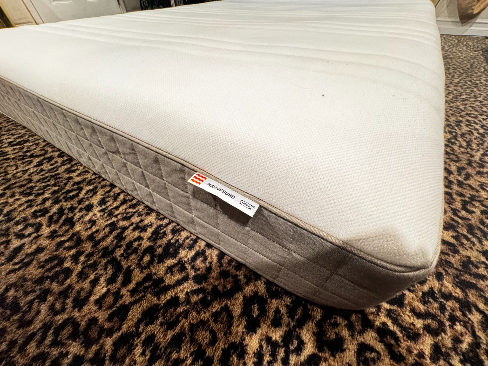 HAUGESUND Spring mattress, medium firm/dark beige, Queen IKEA – Gently Used