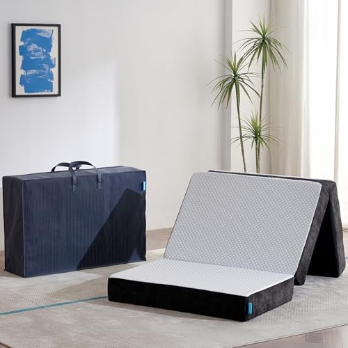 Odorless Foldable Mattress 80″ x 38″ x 6″ Folding Foam Mattress Twin XL 6 Inch