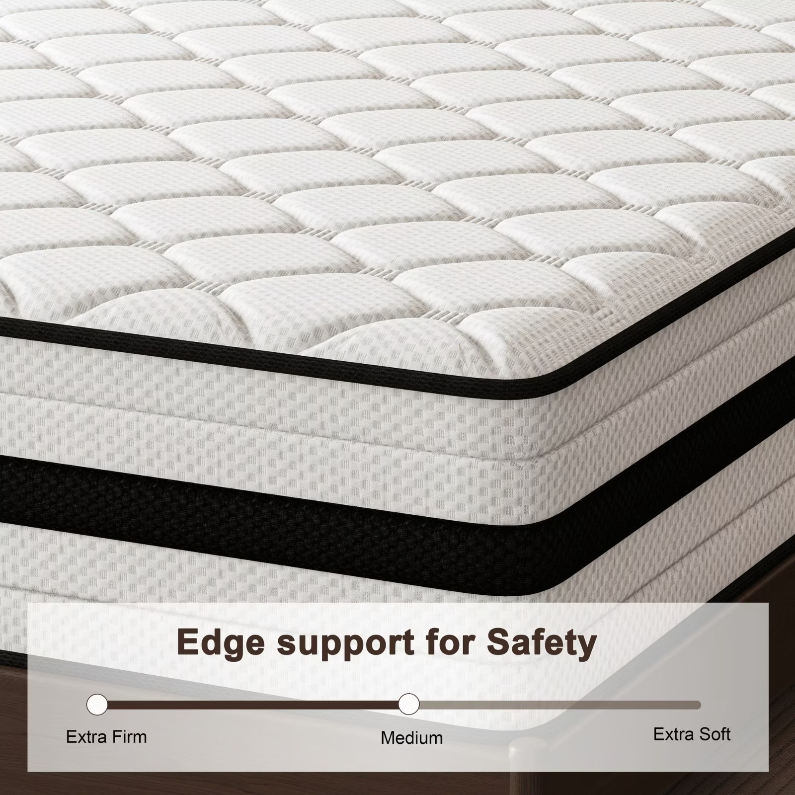14″ Twin Hybrid fabric Mattress 8 Zone Ultra Quiet Ergonomics Support Bed In Box