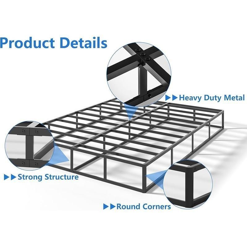 Queen Box Spring 9 In High Heavy Duty Metal Easy Assembly Noise Free Non Slip