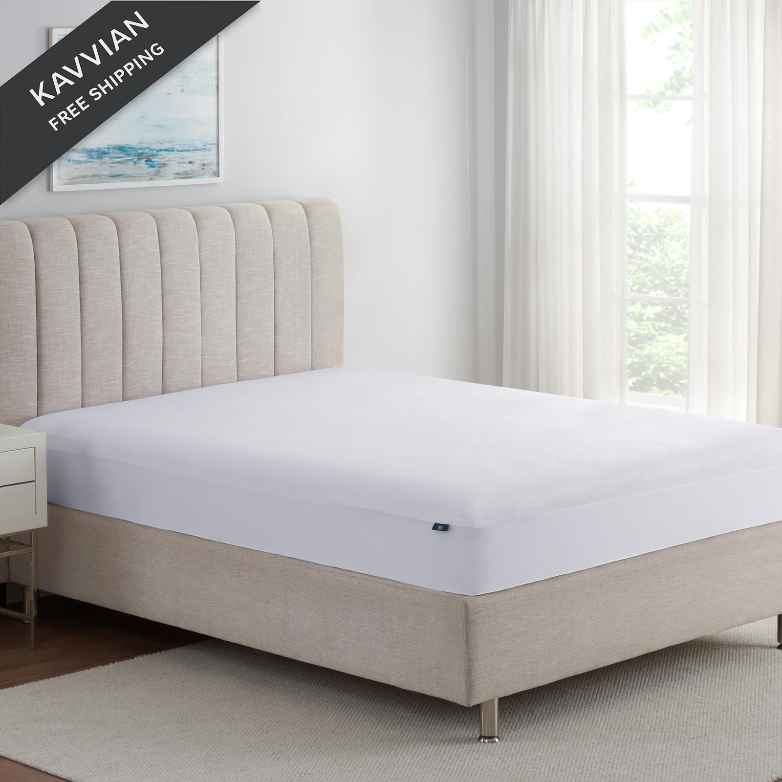 Serta Soft Top Mattress Cover, 60″ x 80″ Odor-Preventing and Queen, White