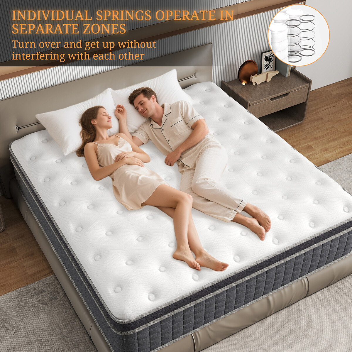 12″14″ Mattress in a Box Hybrid Spring Gel Memory Foam Twin Full Queen King Size