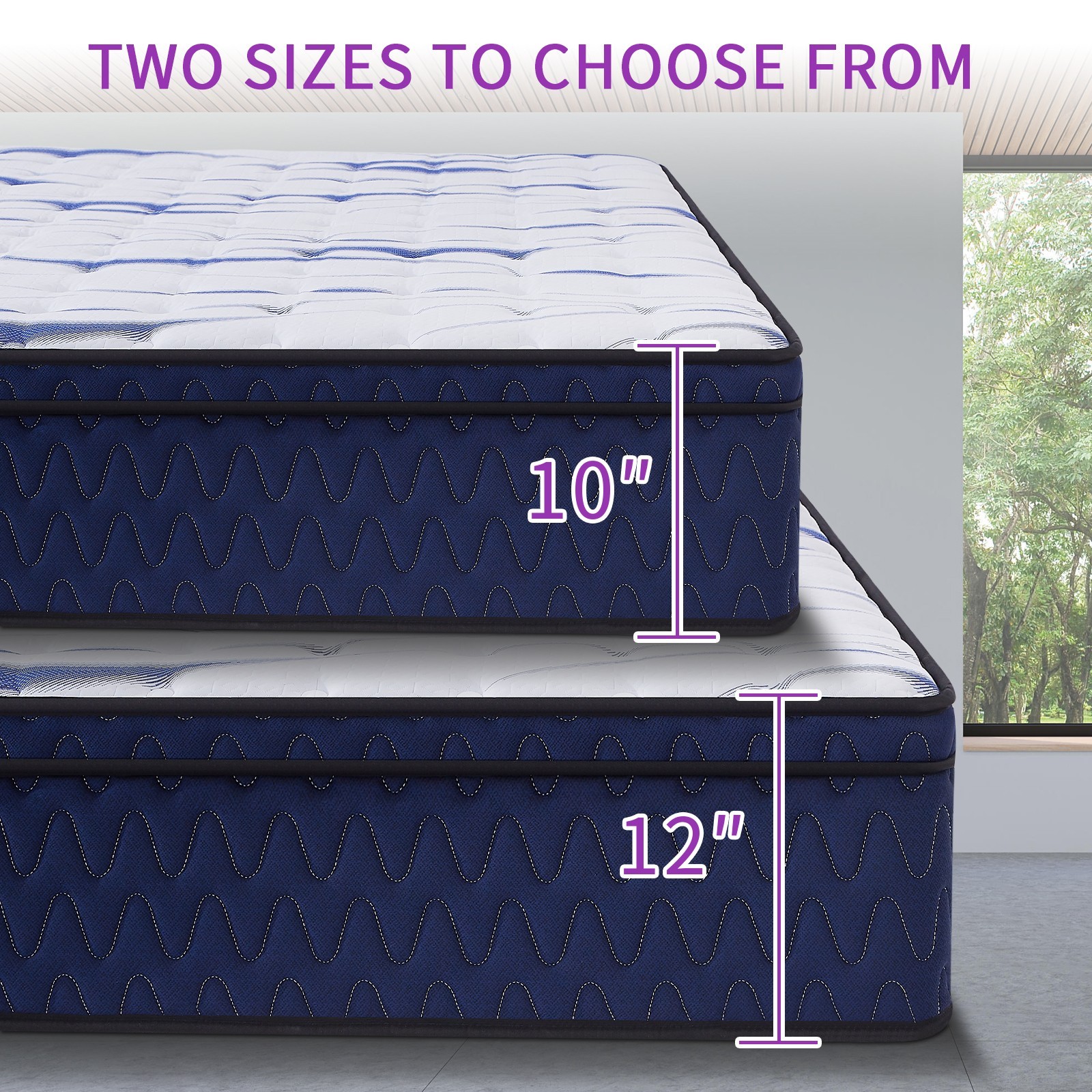 10/12 Inch Gel Memory Foam and Innerspring Hybrid Mattress Medium Firm in a Box
