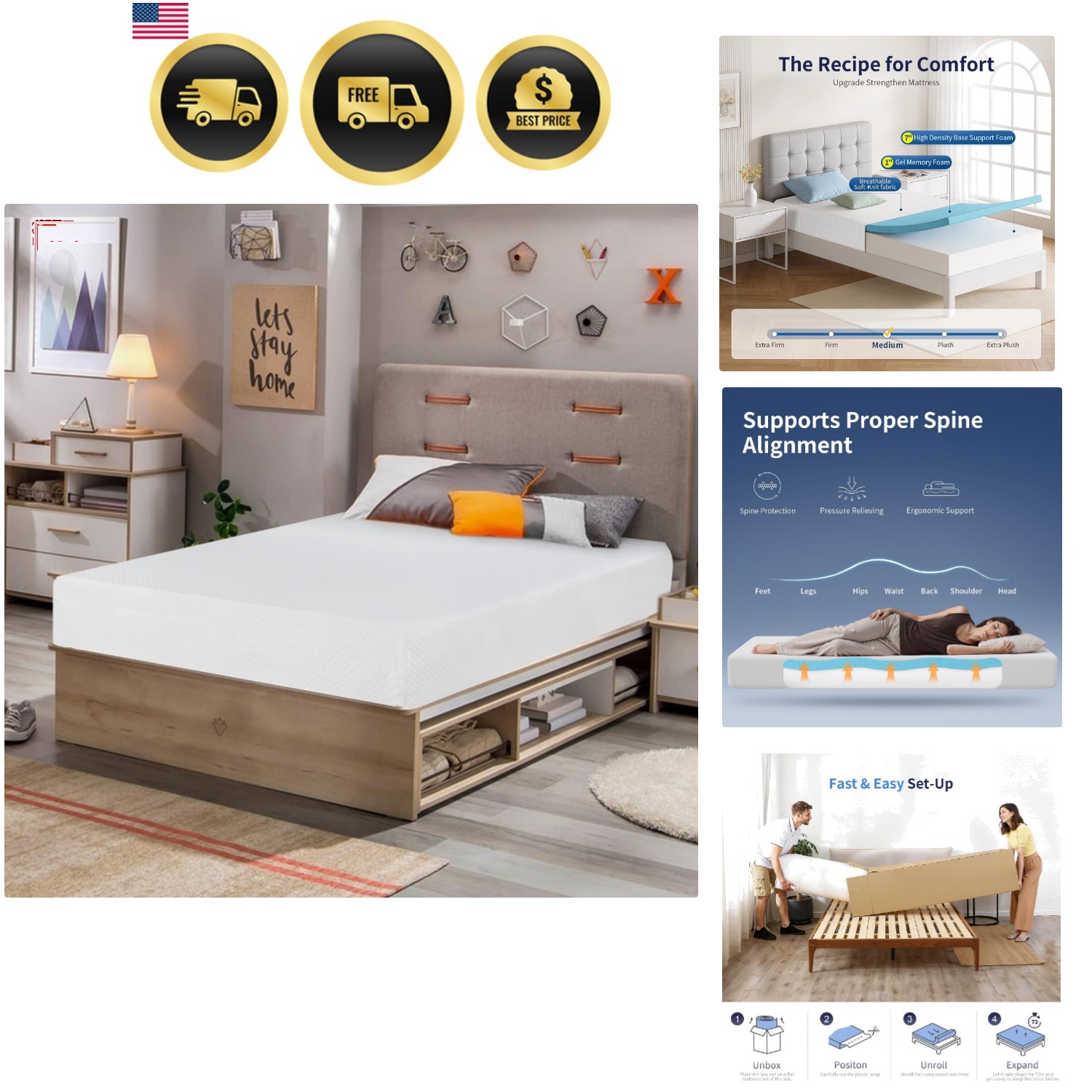 8 Inch Twin Mattress | Medium Firm | Gel Memory Foam Mattress | White | Bed i…