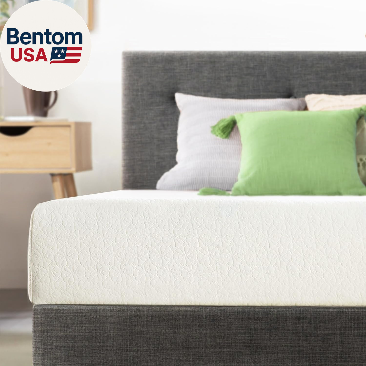 6 Inch Twin Mattress Bed-In-A-Box, Green Tea Memory Foam, White