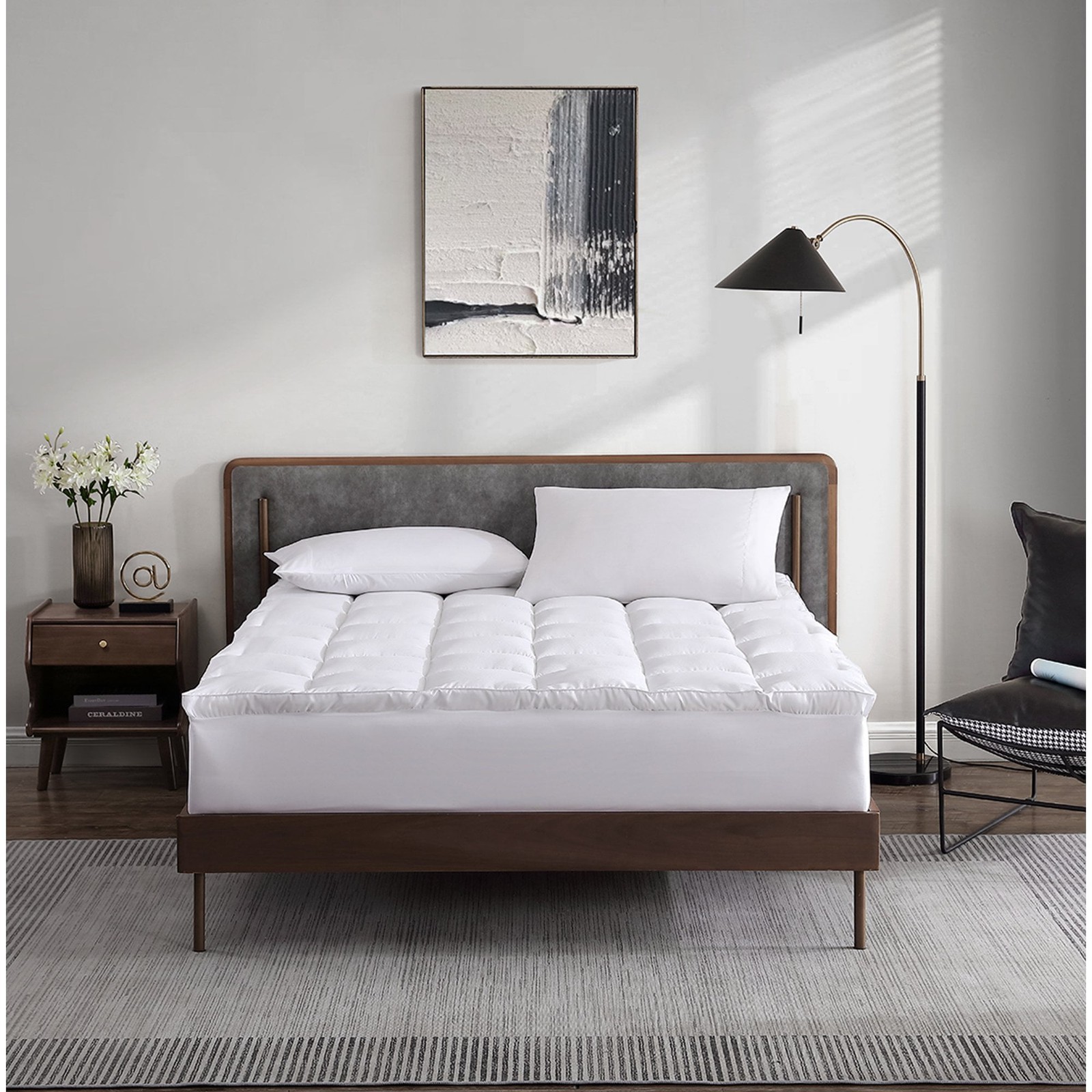 Allswell Ultra Plush Pillow Top Mattress Topper, King,Microfiber,NEW