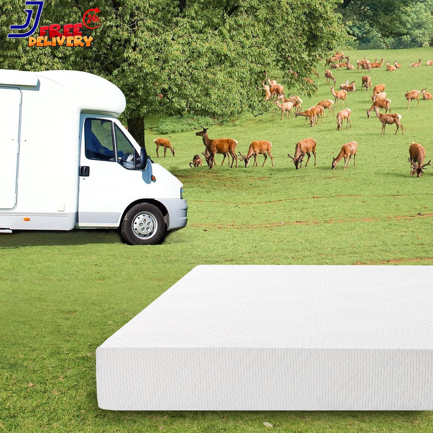 EGO White 10 Inch Short King Memory Foam RV Mattress, Cooling Gel Green Tea Mat