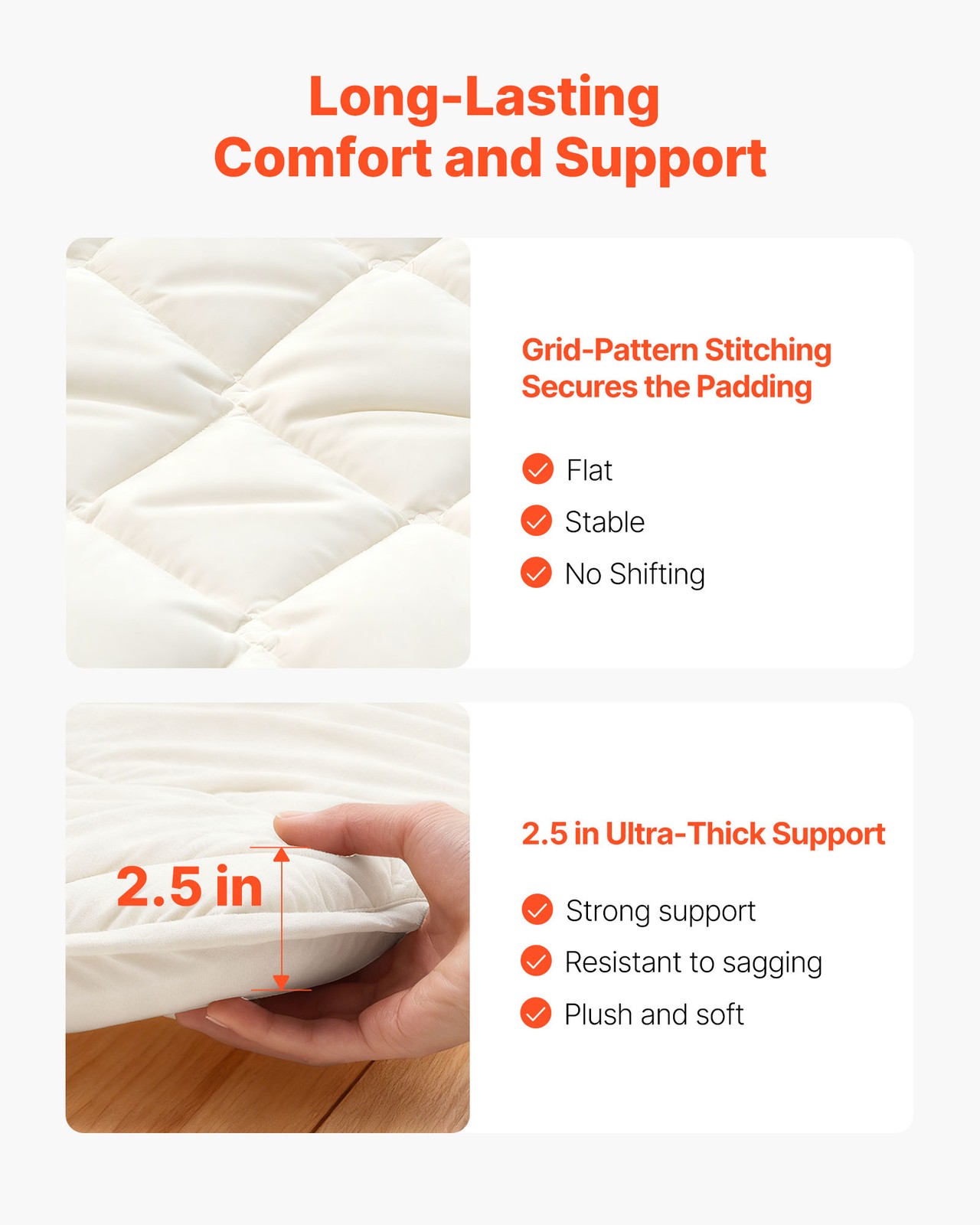 VEVOR Japanese Tatami Mattress Queen Foldable Futon Mat with Storage Bag White