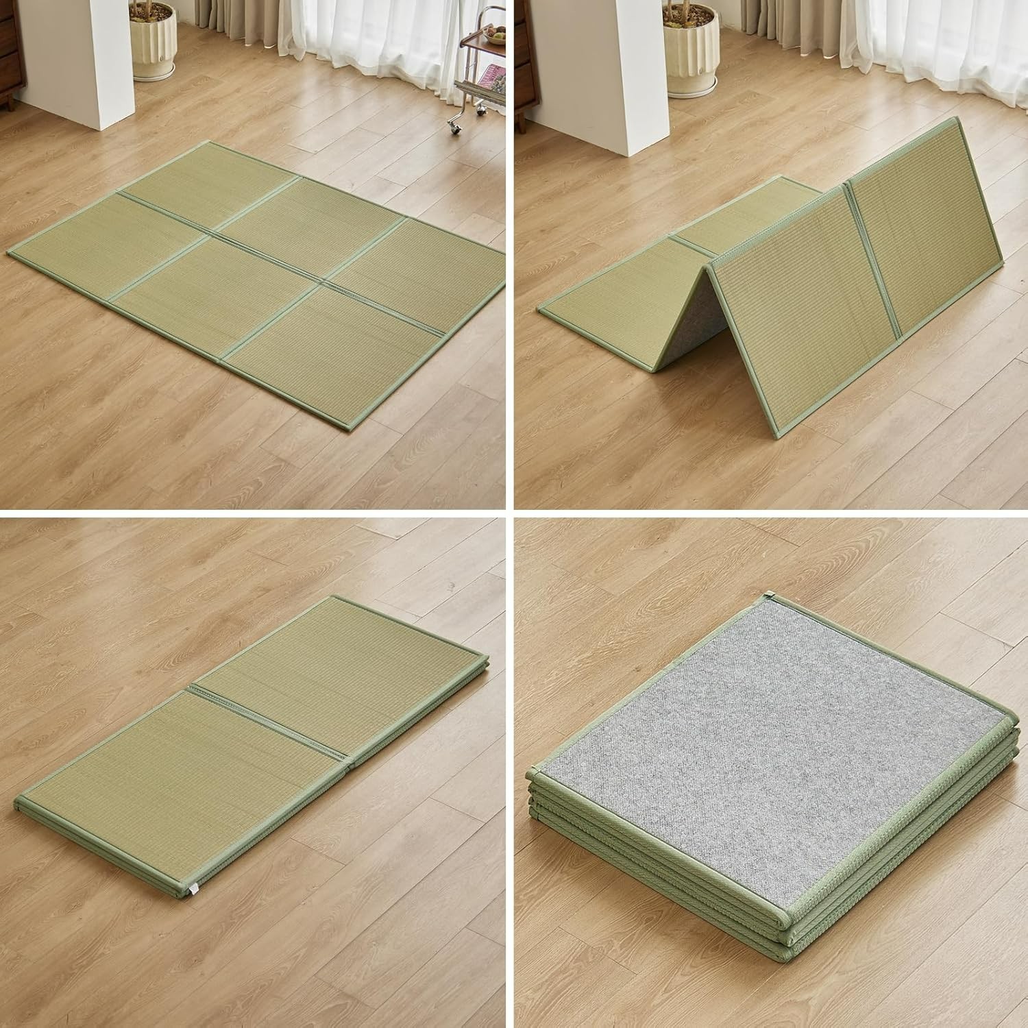 Japanese Tatami Mat 100% Rush Grass Mattress Queen 79”x60” Folding#1037GY1