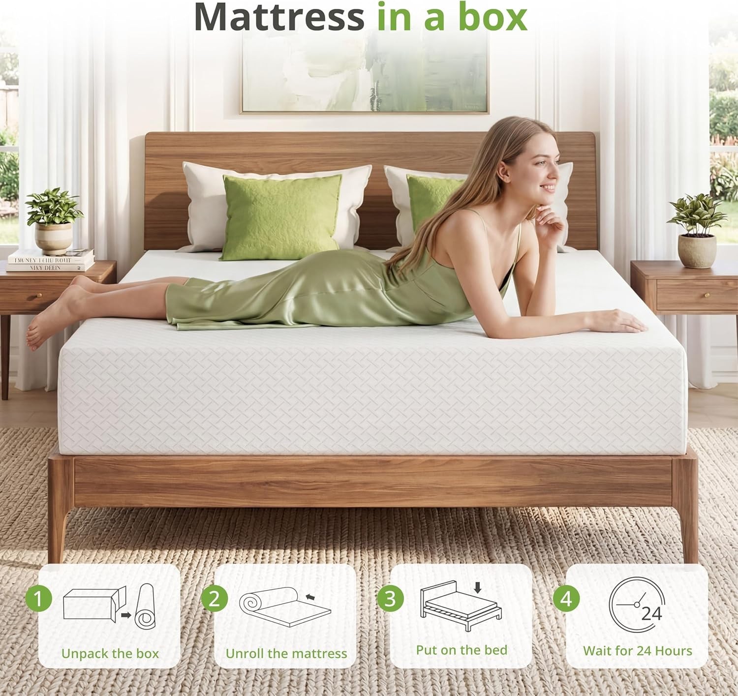 Twin XL Memory Foam Mattress, 5 Inch Bed Mattress in a Box with Cooling Green…
