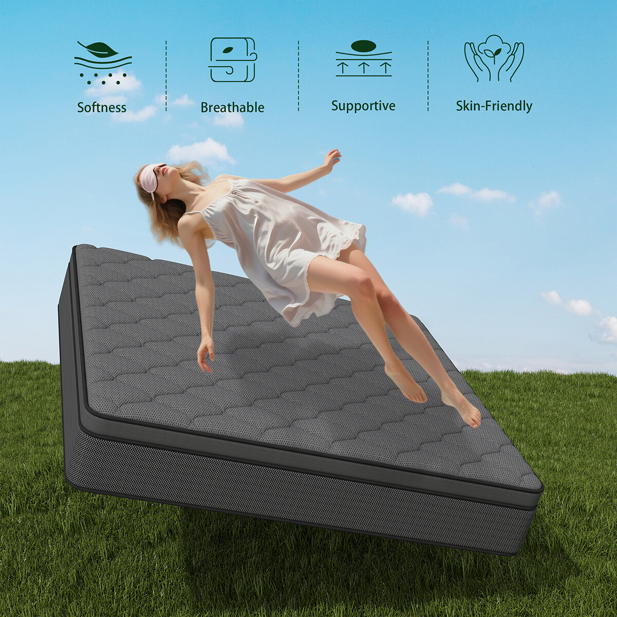 12 Inch Hybrid Mattress Memory Foam InnerSpring Twin Full Queen King In A Box