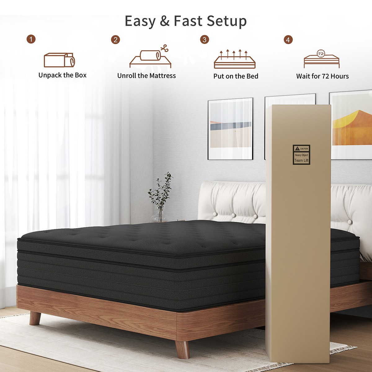 8″/12″/14″ Twin Full Queen King Mattress Gel Memory Foam Hybrid Spring In a Box