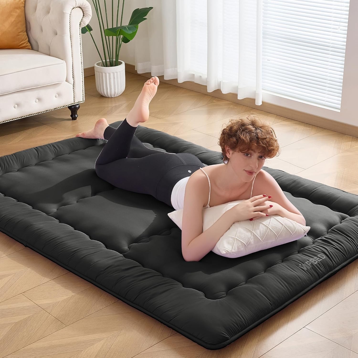 Japanese Floor Futon Mattress Queen, 4″ Thicken Foldable Mattress Tatami 60″-80″