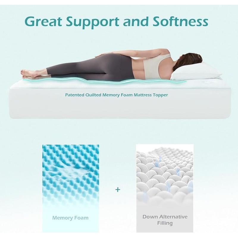 King Size Memory Foam Mattress Topper Deep Pocket New Breathable Cooling Gel Pad