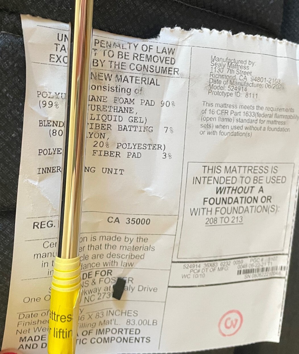 Stearns & Foster Rockwell Ultra Firm Split California King Mattresses.