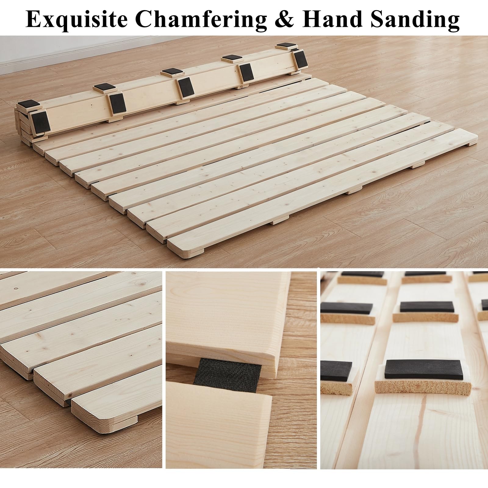 Foldable Breathable Wooden Bed Plate, Guest Tatami Mat, Wood Roll-Type Slatte…