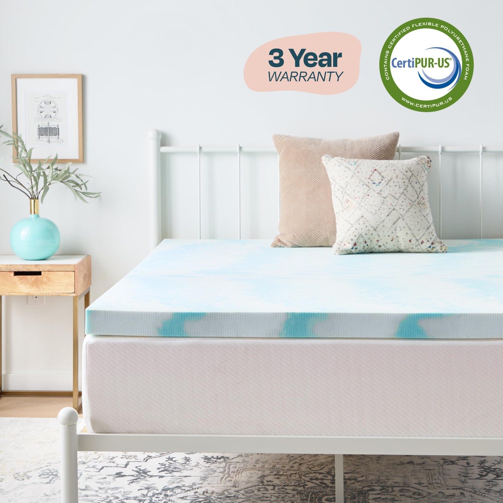 Mattress Topper 3 Inch Swirl Gel Memory Foam California King Linenspa Size Holes