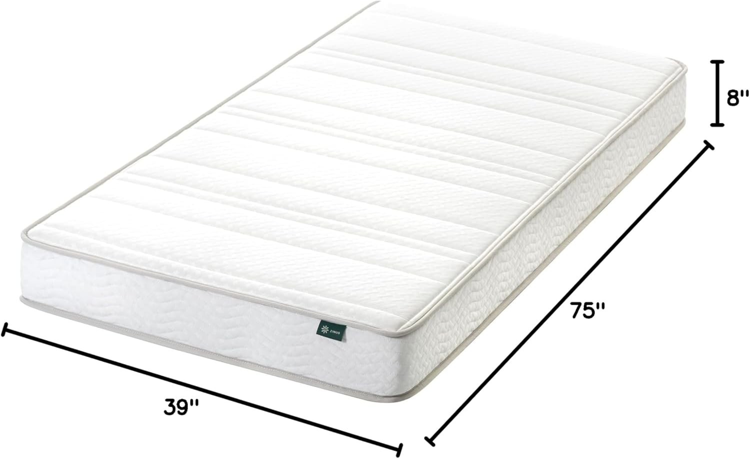8-Inch Twin Foam & Spring Hybrid Mattress – Medium Firm, Fiberglass Free – White