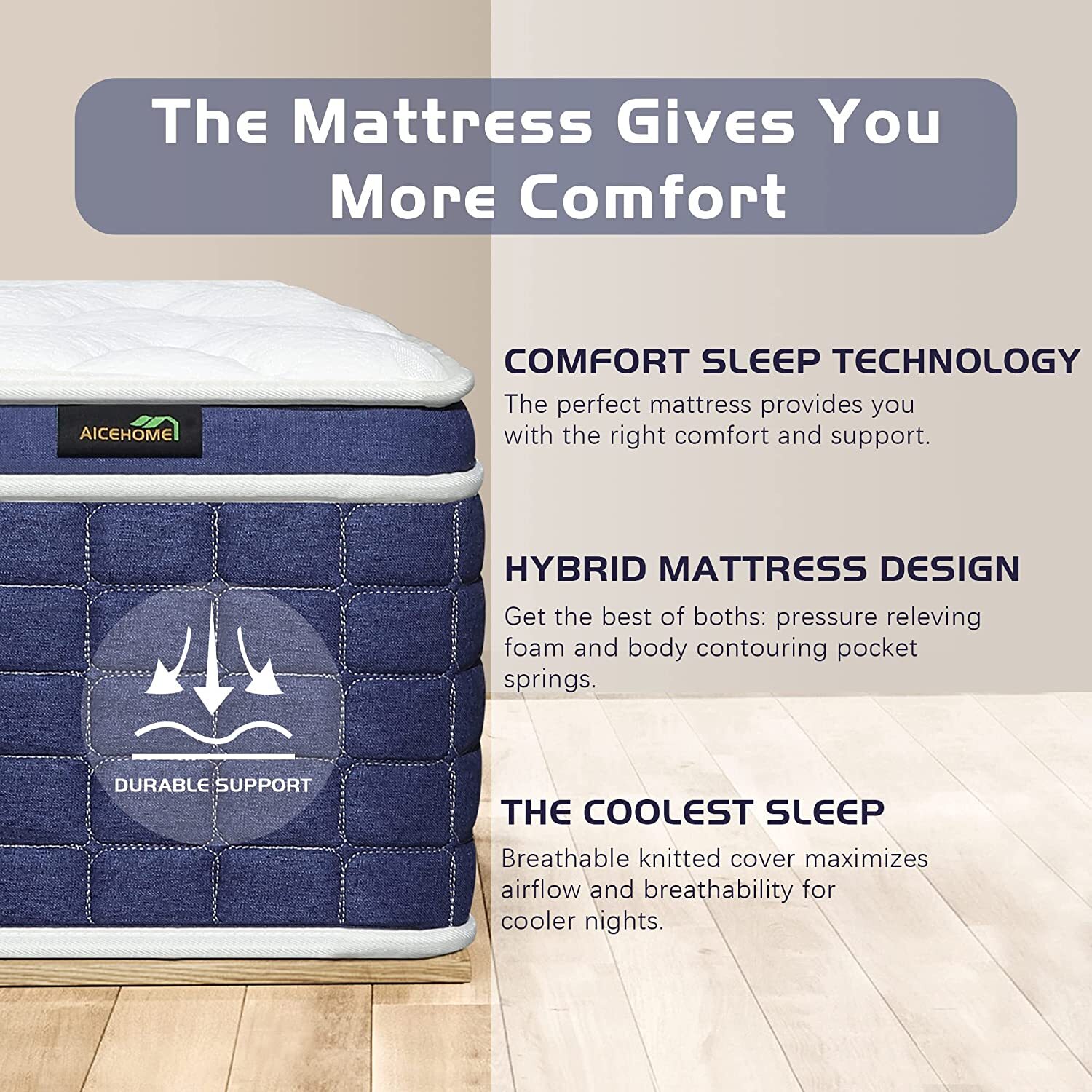 12″14″ Hybrid Mattress Innerspring Medium Firm Twin Full Queen King Bed In a Box