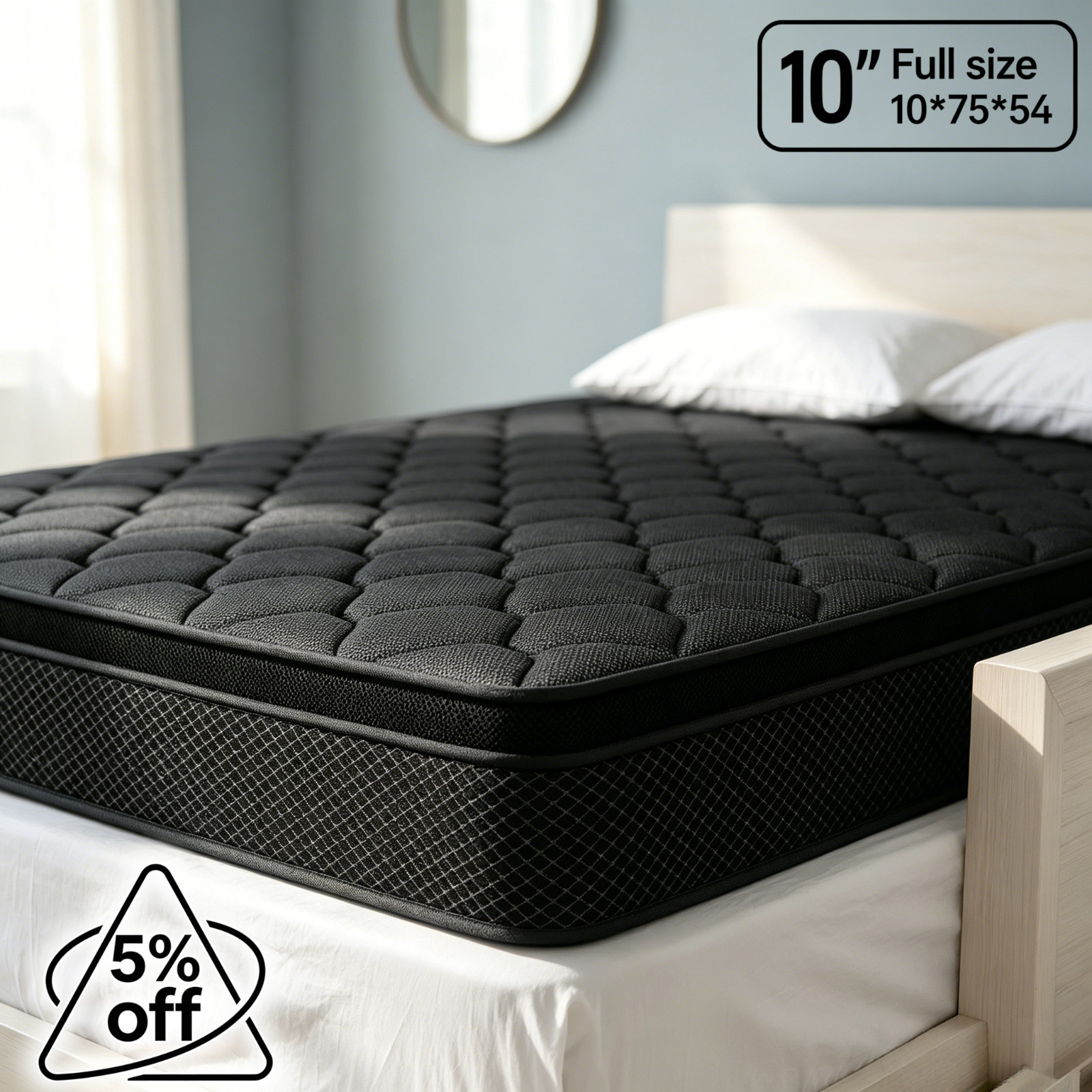 Full 10 Inch Gel Memory Foam Hybrid Spring Mattress CertiPUR-US 3 Days Delivery