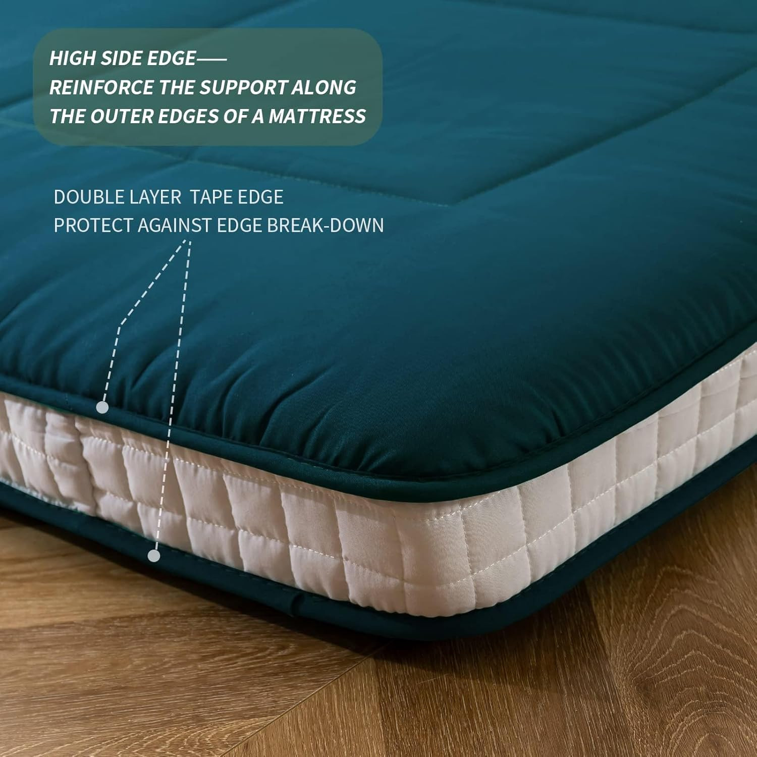 Extra Thick Quilted Futon Mattress – Full Size Folding Sleeping Pad, Bluestone