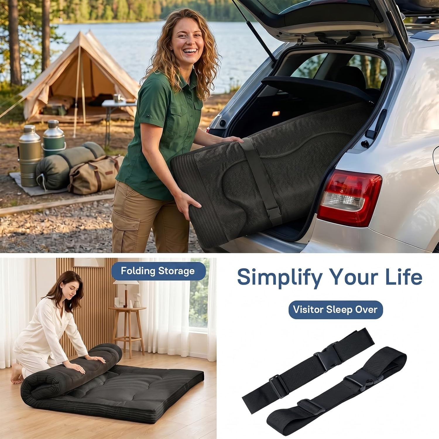 Extra Thick Futon Mattress – Japanese Floor Mattress for Adults, Portable Fol…