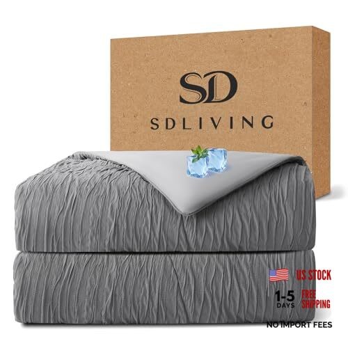 Full/Queen Size Cooling Comforter – Dark Grey – Temperature Regulating Blanket