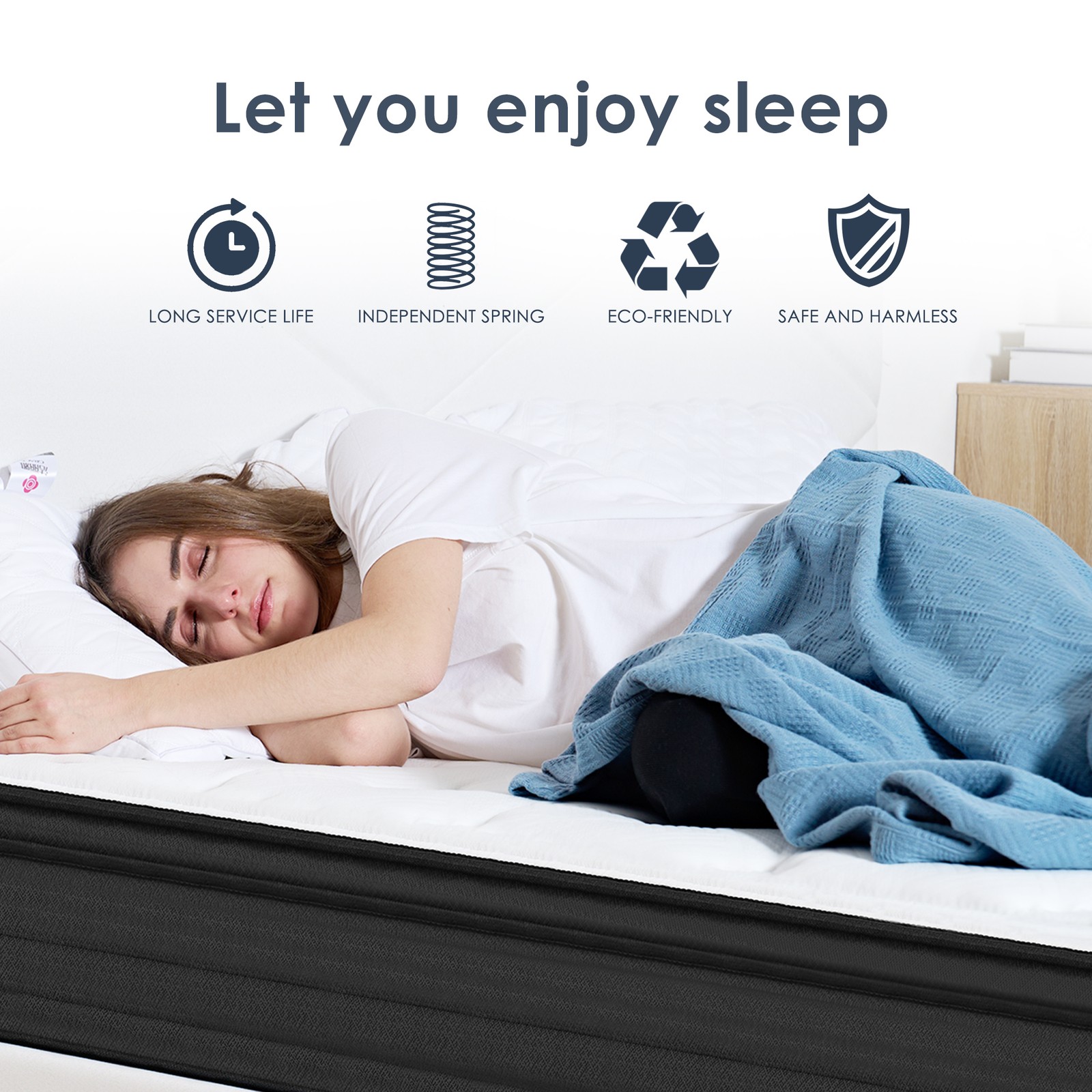 Queen Hybrid Mattress 12 Inch Pocketed Innerspring Medium Firm Pressure Relief