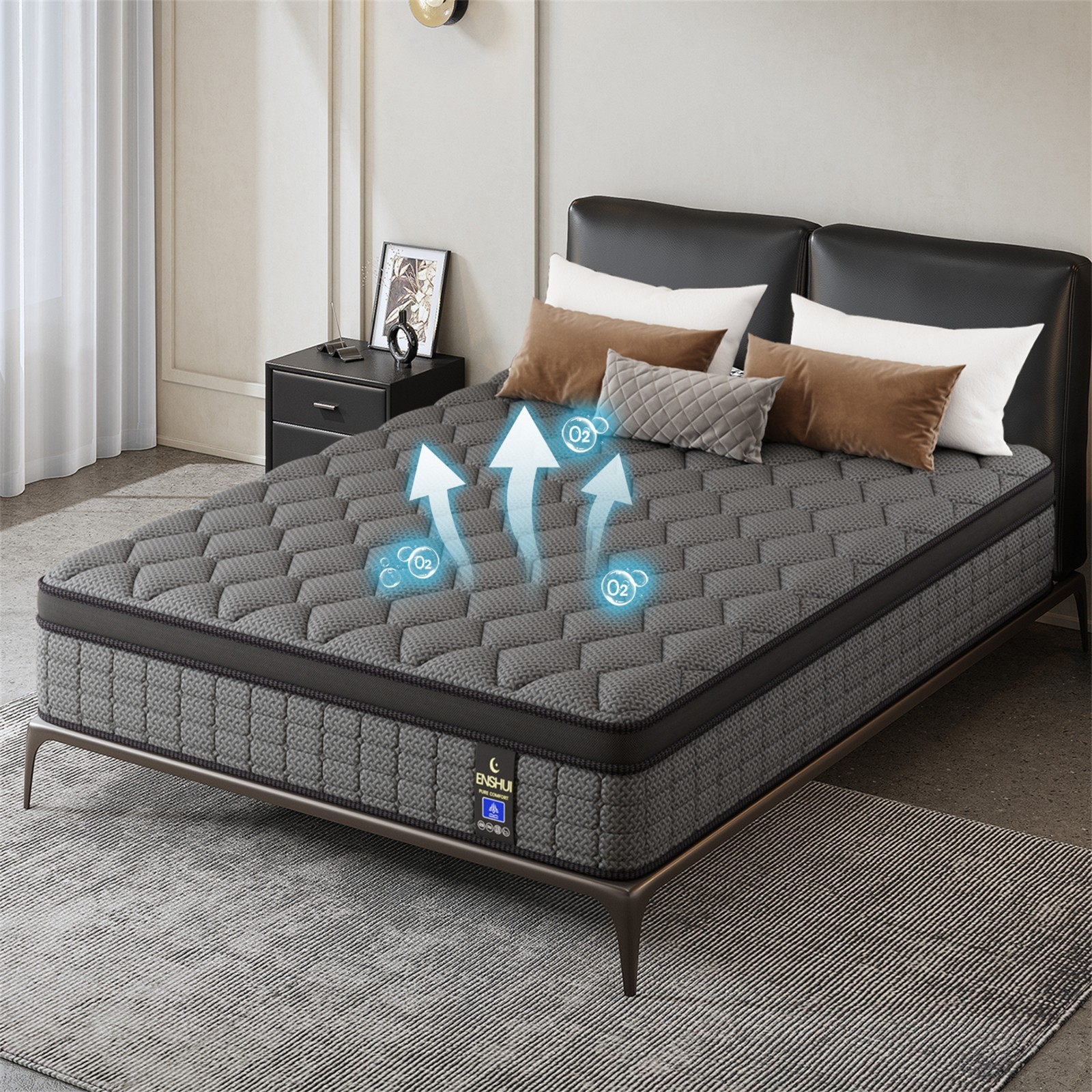 ENSHUI 12/14 Inch Cooling Hybrid Mattress – Medium Firm, Gel Memory Foam, Pocket