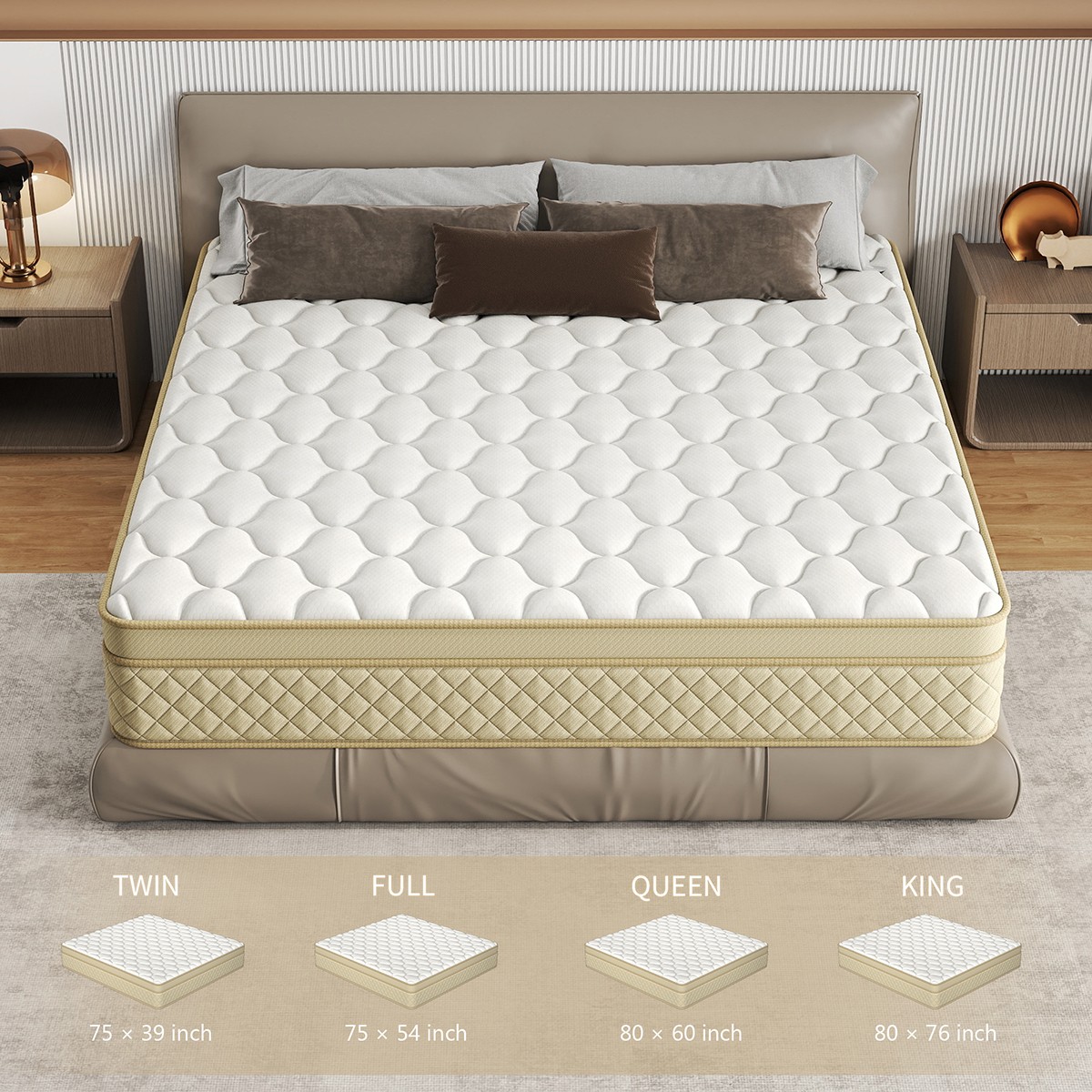 12″ 14″ Hybrid Mattress Gel Memory Foam Springs Twin Full Queen King In A Box