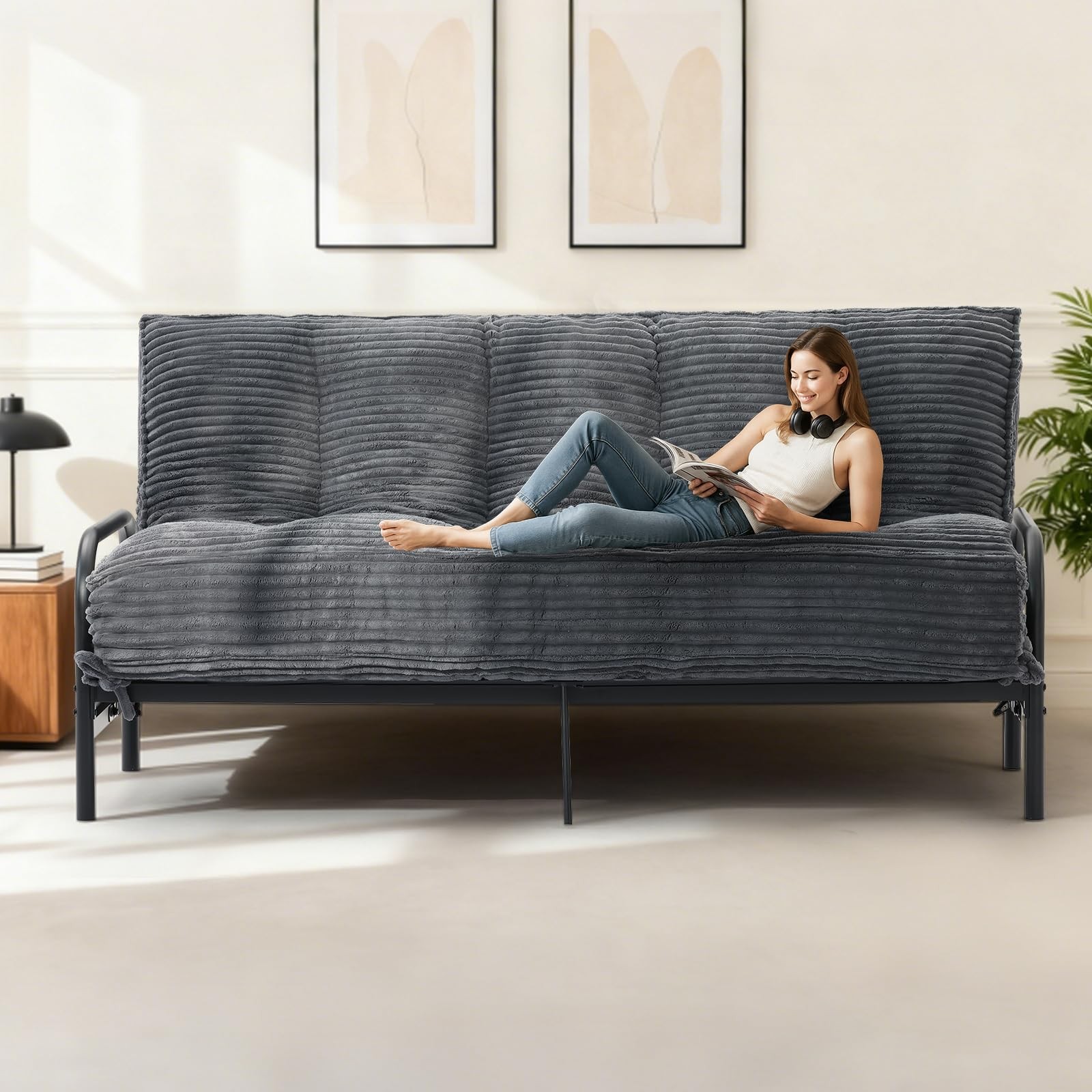 feliz home 10″ Futon Mattress Queen Size,Futons Sofa Couch Bed with Straps,