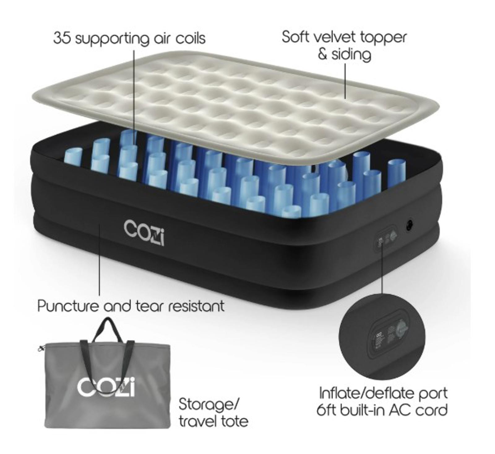 22″ QUEEN AIR MATTRESS WITH PUMP