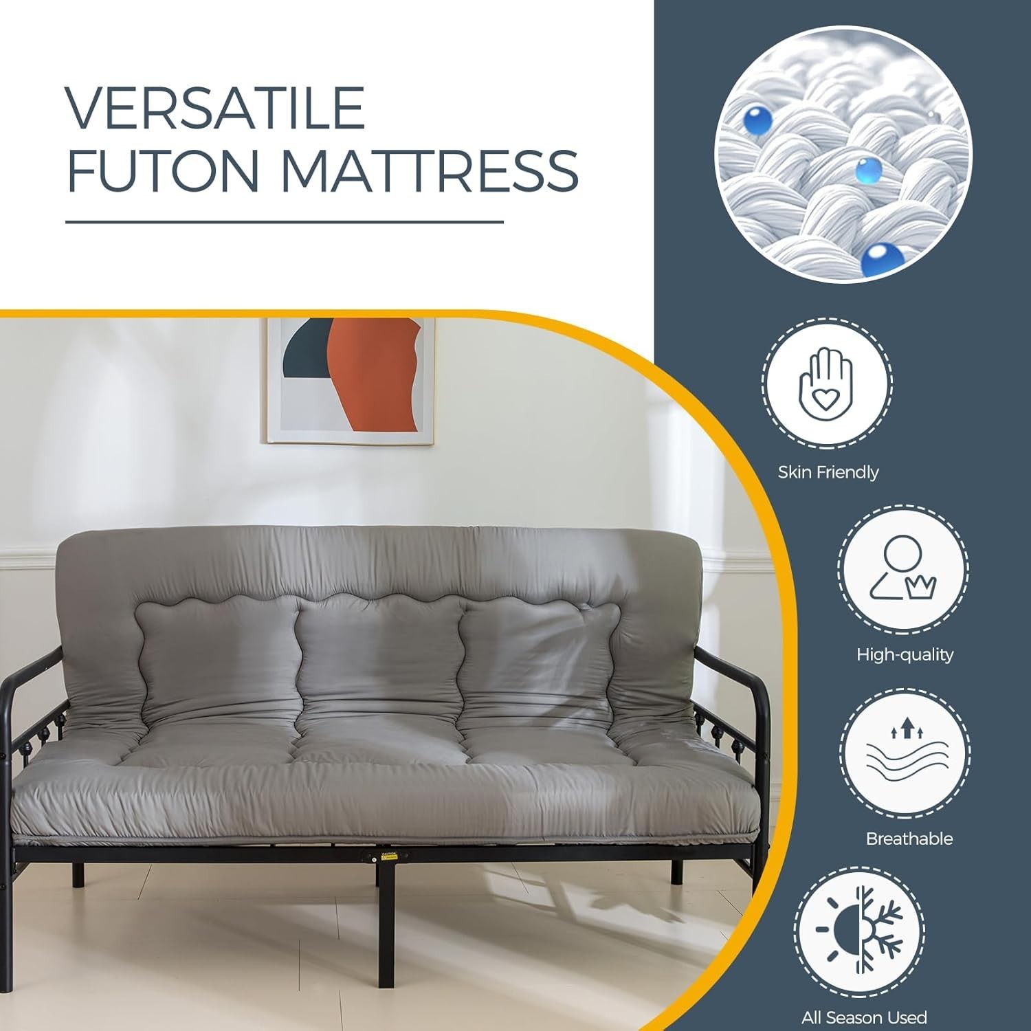 6-Inch Extra Thick Japanese Floor Mattress – Queen, Dark Grey, Foldable Design