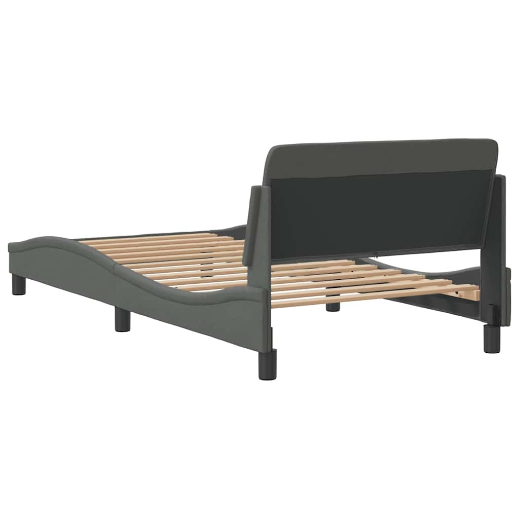 Bed Frame “Dover” Platform Dark Gray 39.4″x74.8″ Twin Fabric vidaXL